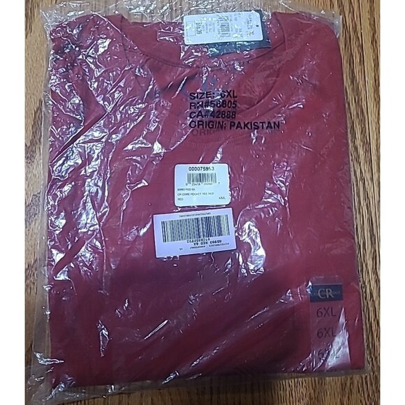 6XL Canyon Ridge Short Sleeve Pocket T-Shirt Men's Red New with Tags - Picture 1 of 4